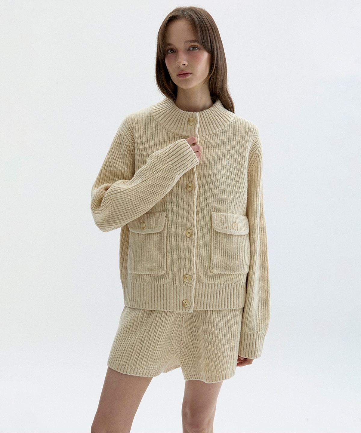 클로브(CLOVE) [26FW clove] Button-Up Knit Cardigan (Light Beige)