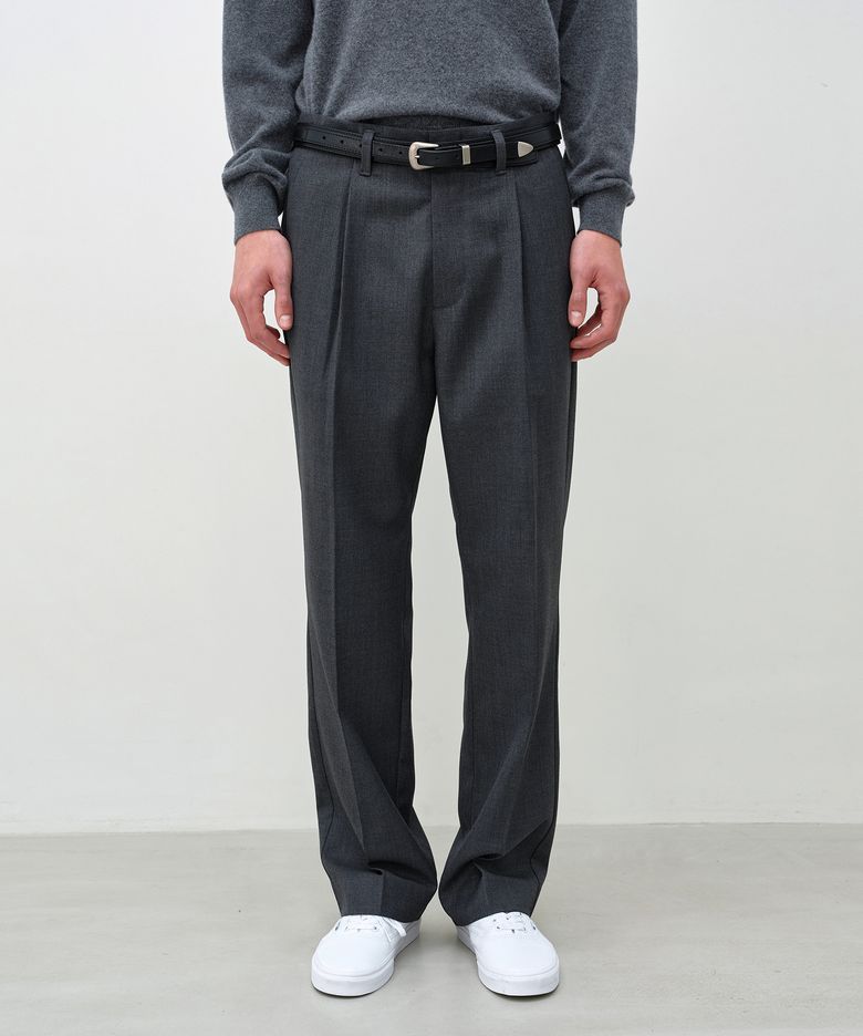 울 세미 테이퍼드 팬츠 DARK GREY