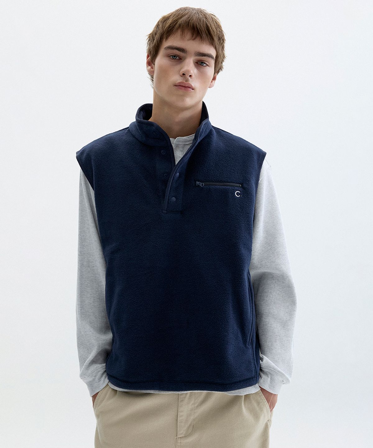 클로브(CLOVE) [26FW clove] Fleece Open Vest_Men (Navy)