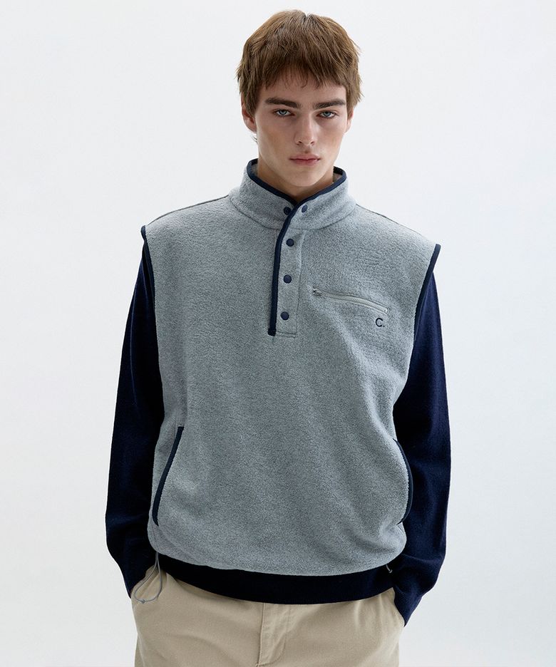 [26FW clove] Fleece Open Vest_Men (Light Grey)