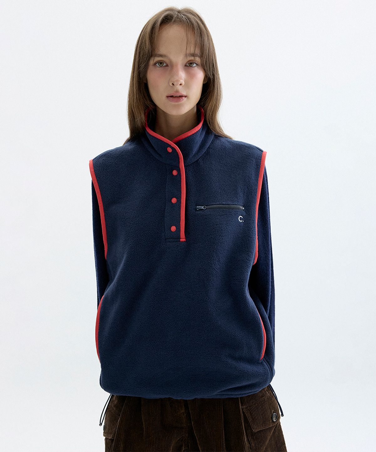 클로브(CLOVE) [26FW clove] Fleece Open Vest (Navy)