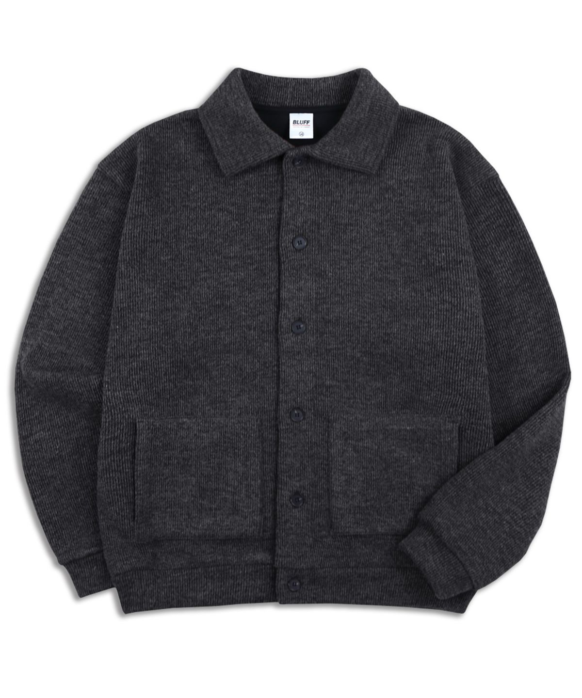 블러프(BLUFF) 카라 니트 플리스 가디건 [Charcoal Black]