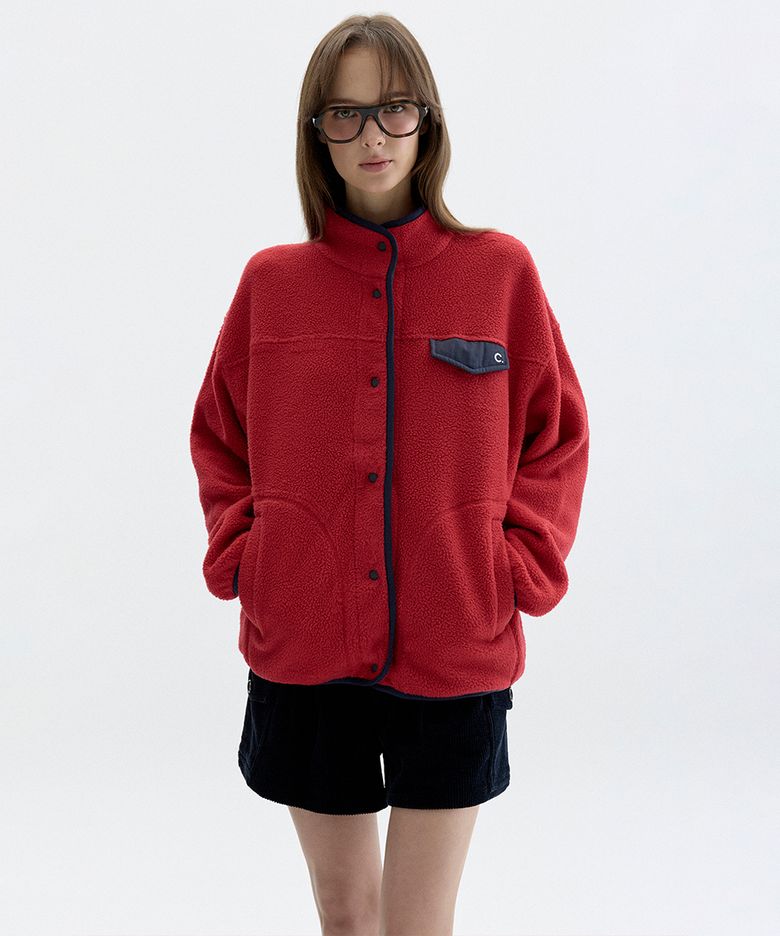 [26FW clove] Fleece High Neck Jacket (Red)