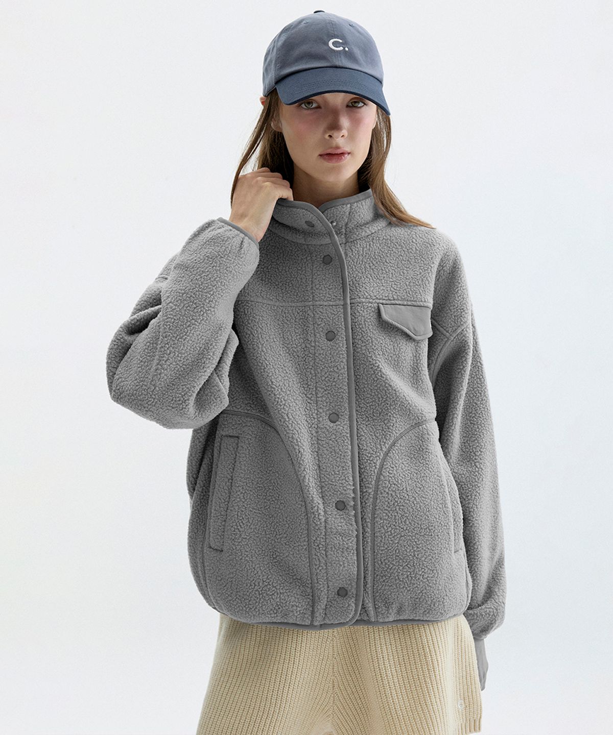 클로브(CLOVE) [26FW clove] Fleece High Neck Jacket (Grey)