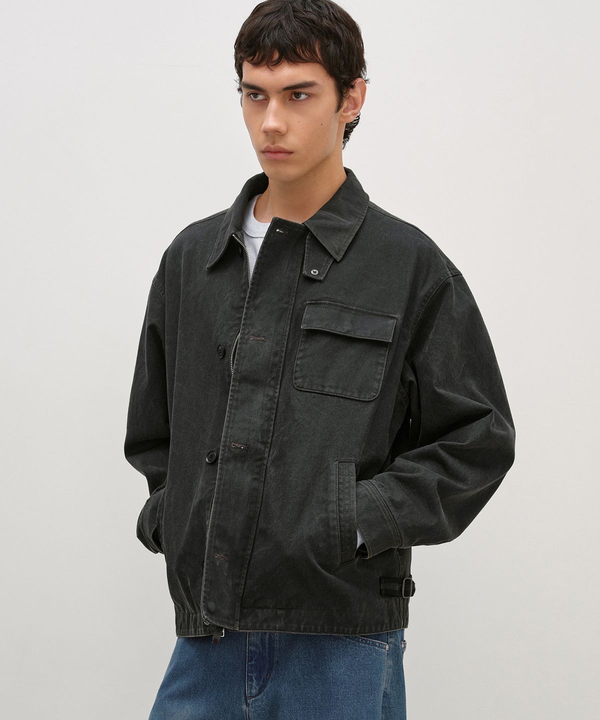 인사일런스(INSILENCE) 빈티지 워시드 덱 자켓 v2 DARK GREY