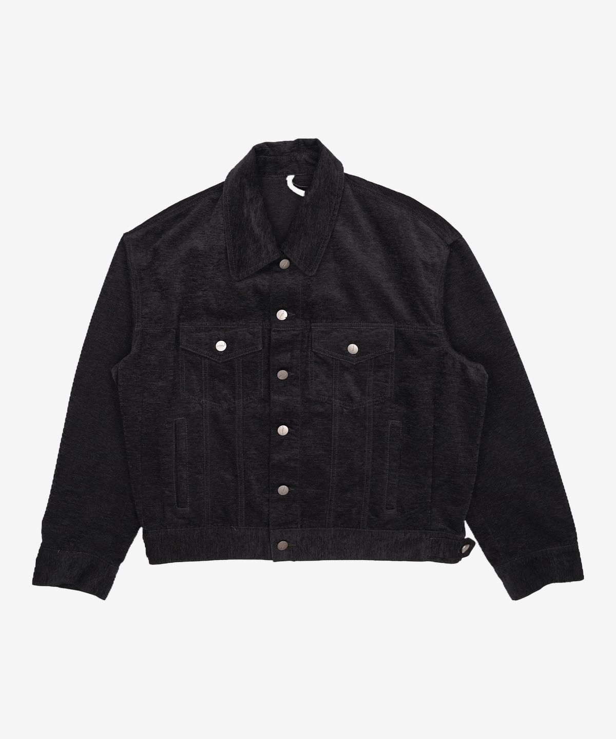 노이어(NOIRER) 벨벳 텍스쳐 데님 트러커 자켓 (블랙) 2XL