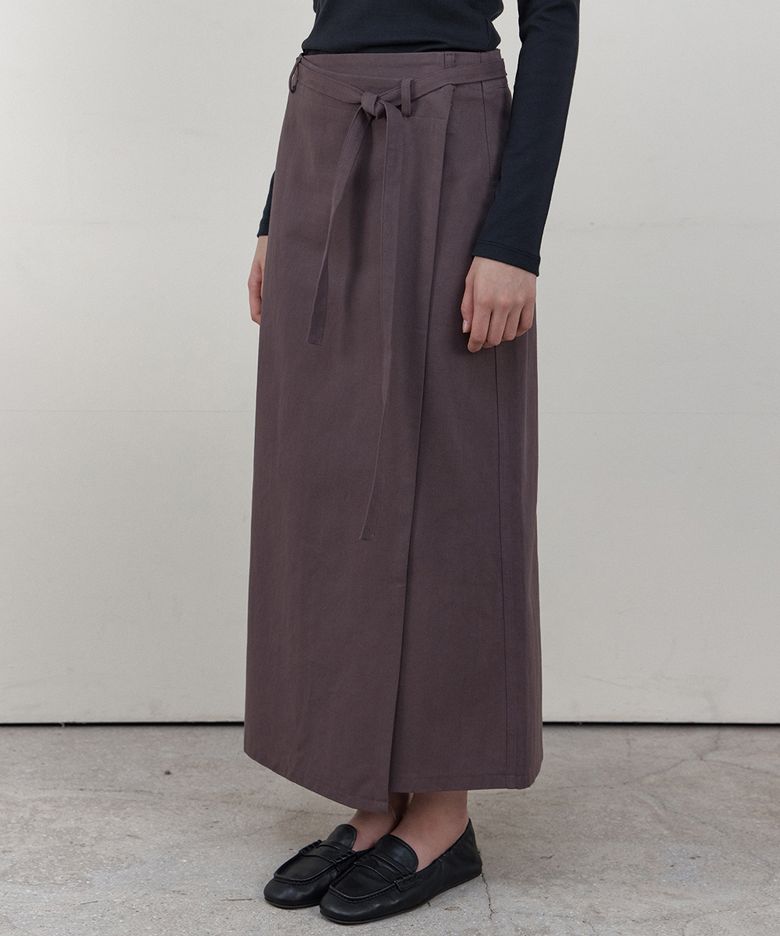 빈티지 워시드 랩 스커트_VINTAGE BROWN(WB6SK06)