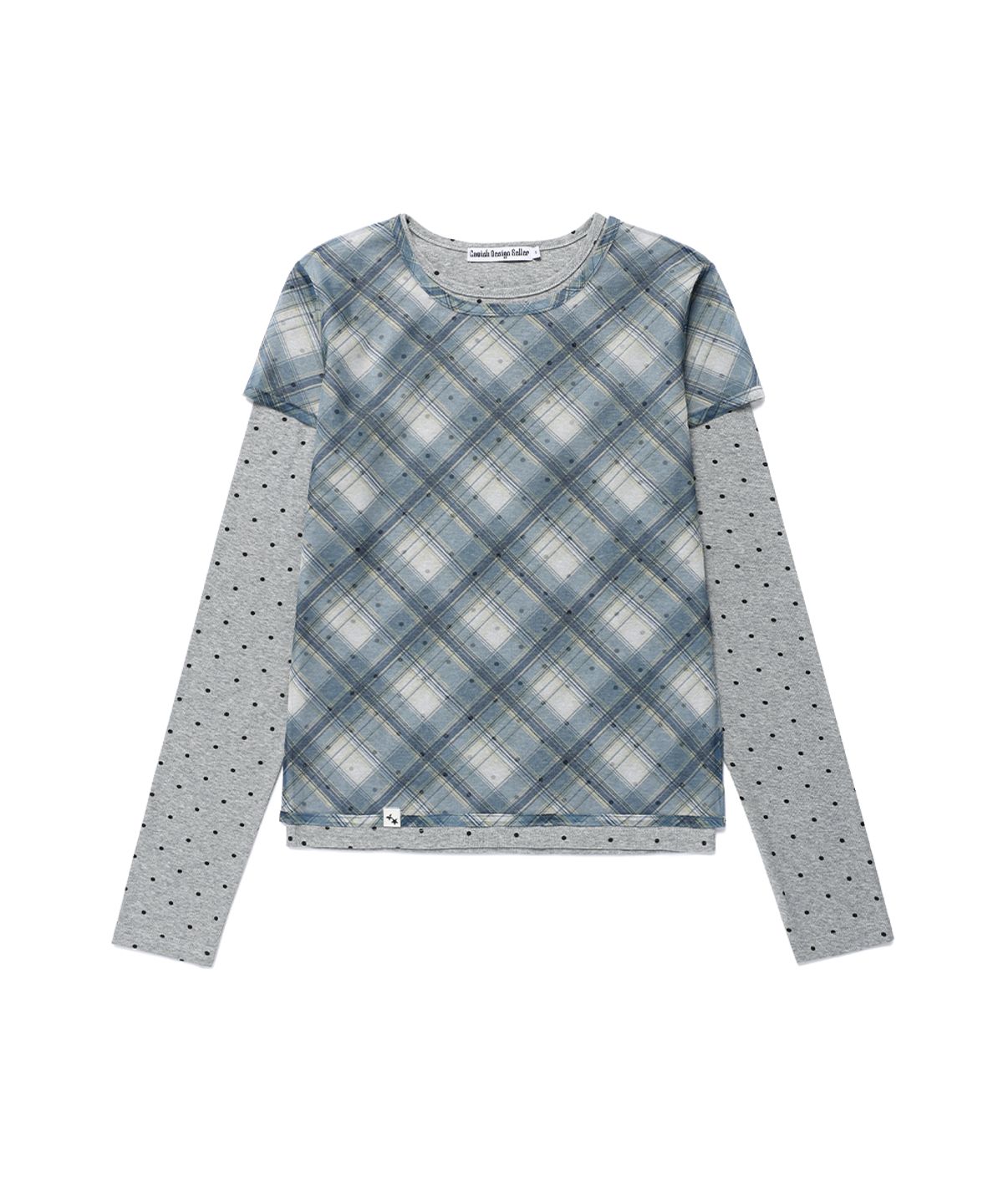 카비시(CAVISH) SHEER CHECK LAYERED LS TEE BLUE(CV2GFFT557A)