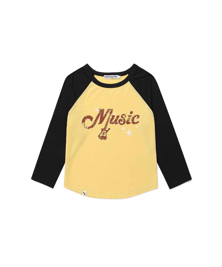 VINTAGE MUSIC RAGLAN TEE YELLOW(CV2GFFT551A)
