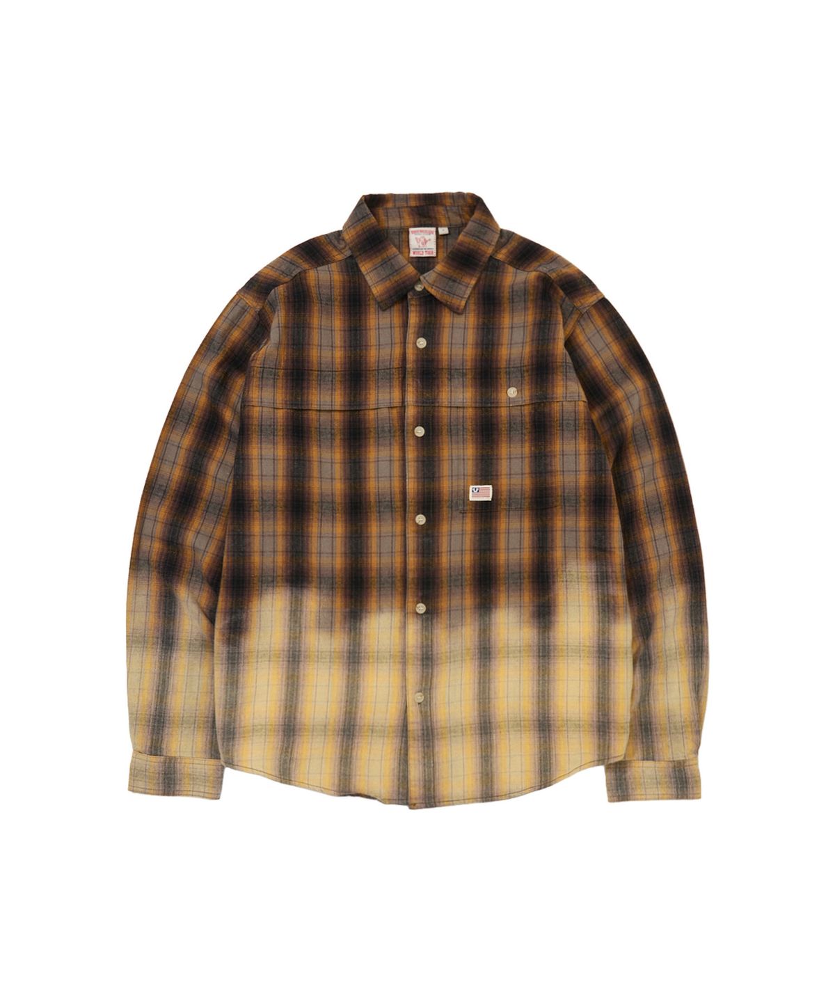 트루릴리젼(TRUERELIGION) Meltdown Single Pocket Check Shirt (Washed) - WASHED ORANGE