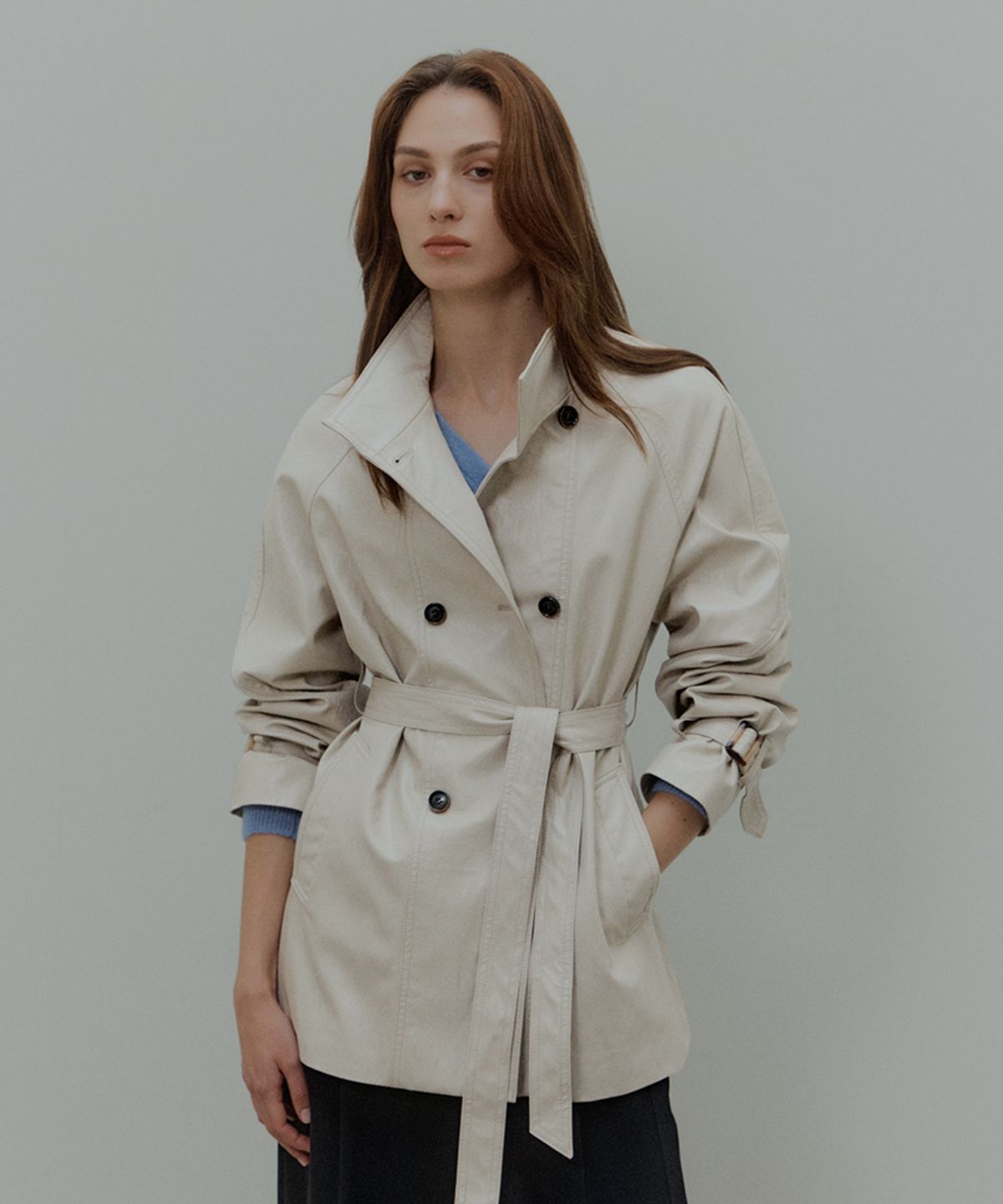 바니스뉴욕(BARNEYS NEWYORK) 26FW 베인 레더 자켓 스톤크림