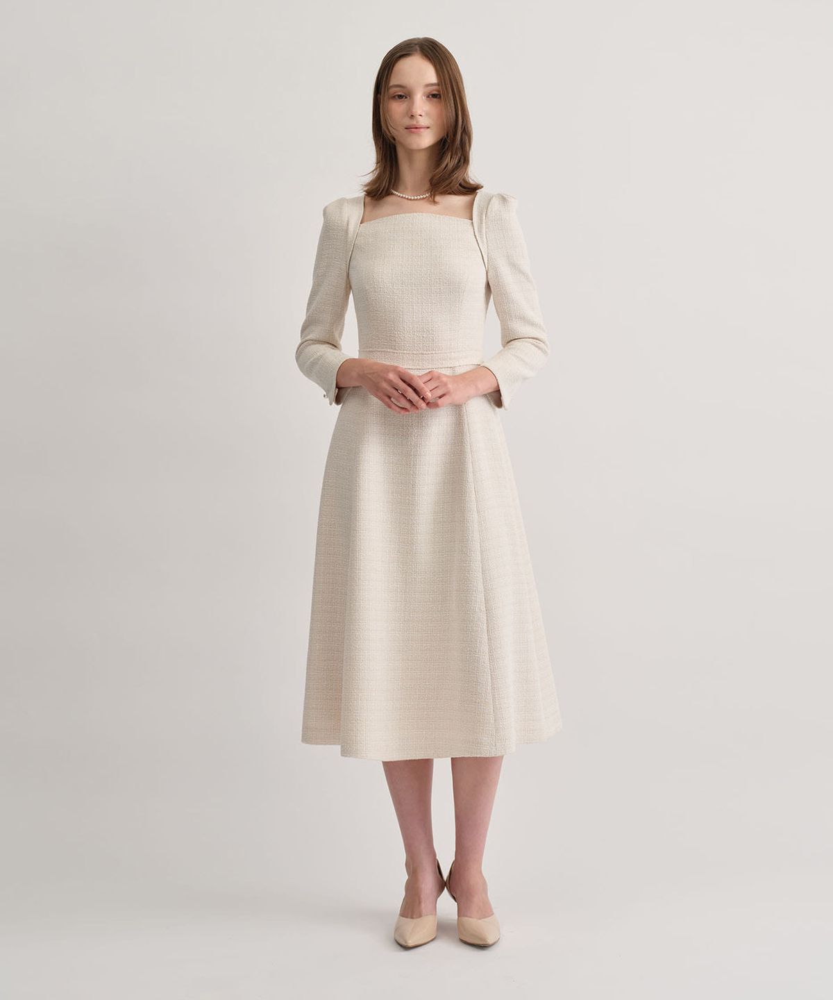 토와브(TOWAV) MAYU SQUARE DRESS_CREAM