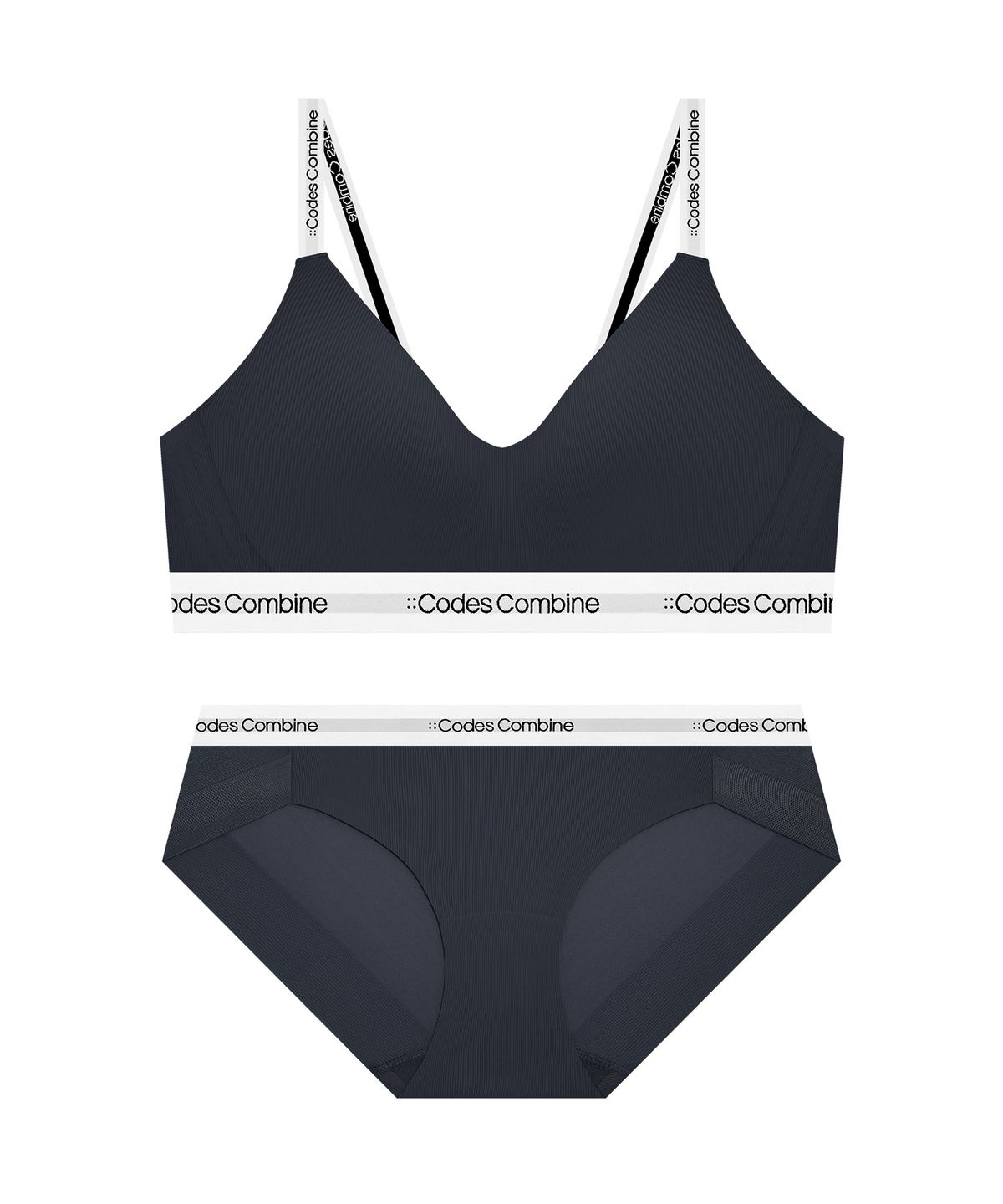 코데즈컴바인 이너웨어(CODES COMBINE INNERWEAR) 프리핏 골지 노와이어 브라 팬티 세트_딥그레이