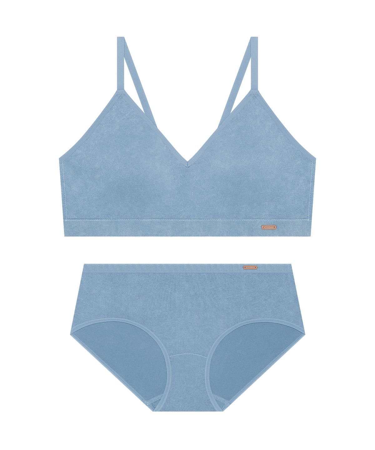 코데즈컴바인 이너웨어(CODES COMBINE INNERWEAR) 데님 텍스처 심리스 브라 팬티 세트_데님 블루