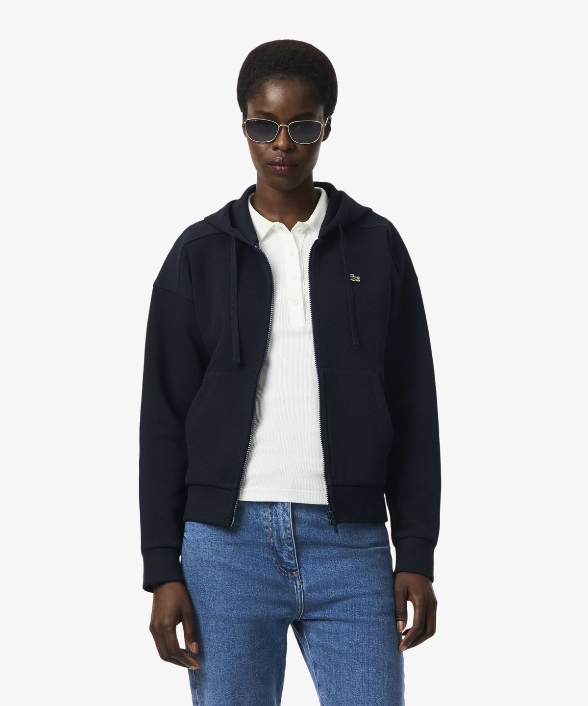 라코스테(LACOSTE) 여성 더블페이스 피케 후드집업 스웻셔츠 SF5272-56N HDE