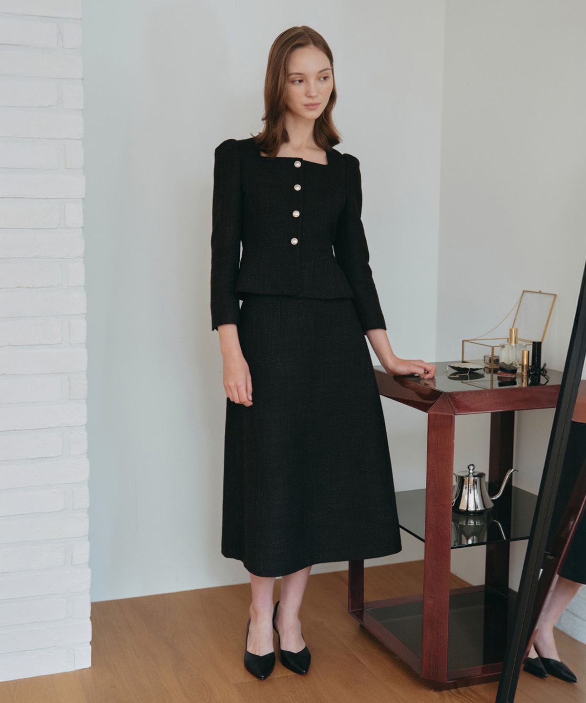 토와브(TOWAV) INA FLARE SKIRT_BLACK