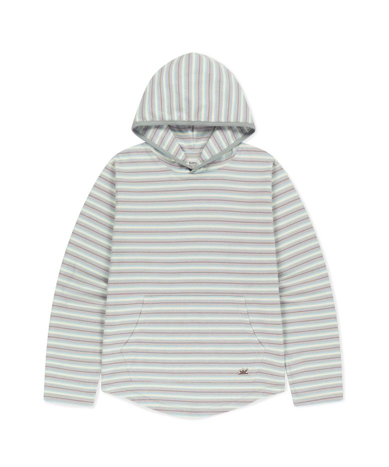 Dash Stripe Hooded LS Tee Light Blue