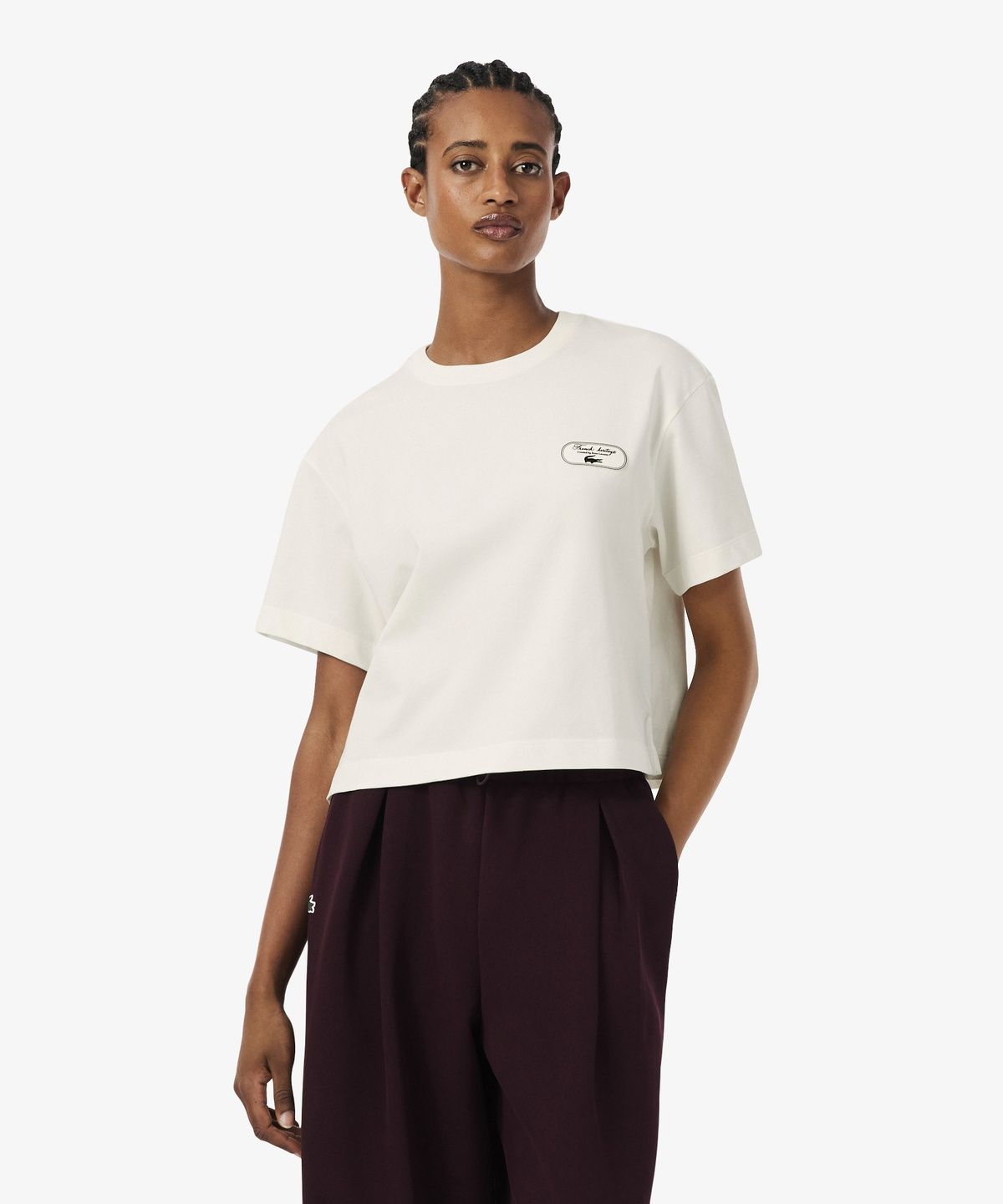 라코스테(LACOSTE) 여성 테니스 헤리티지 크롭 티셔츠 TF1918-56N 70V
