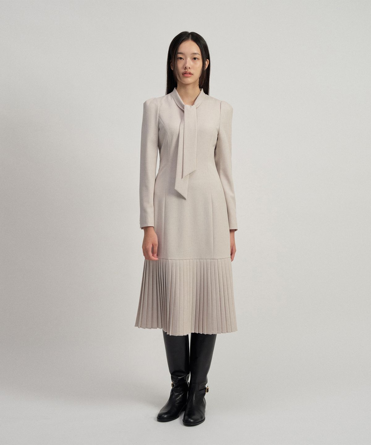 토와브(TOWAV) SELL PLEATS DRESS_LIGHT GREY