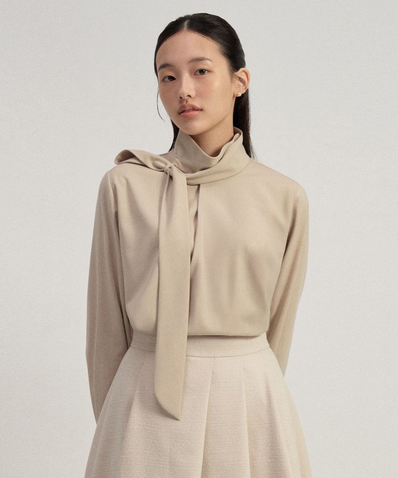 NELI TIE BLOUSE_BEIGE