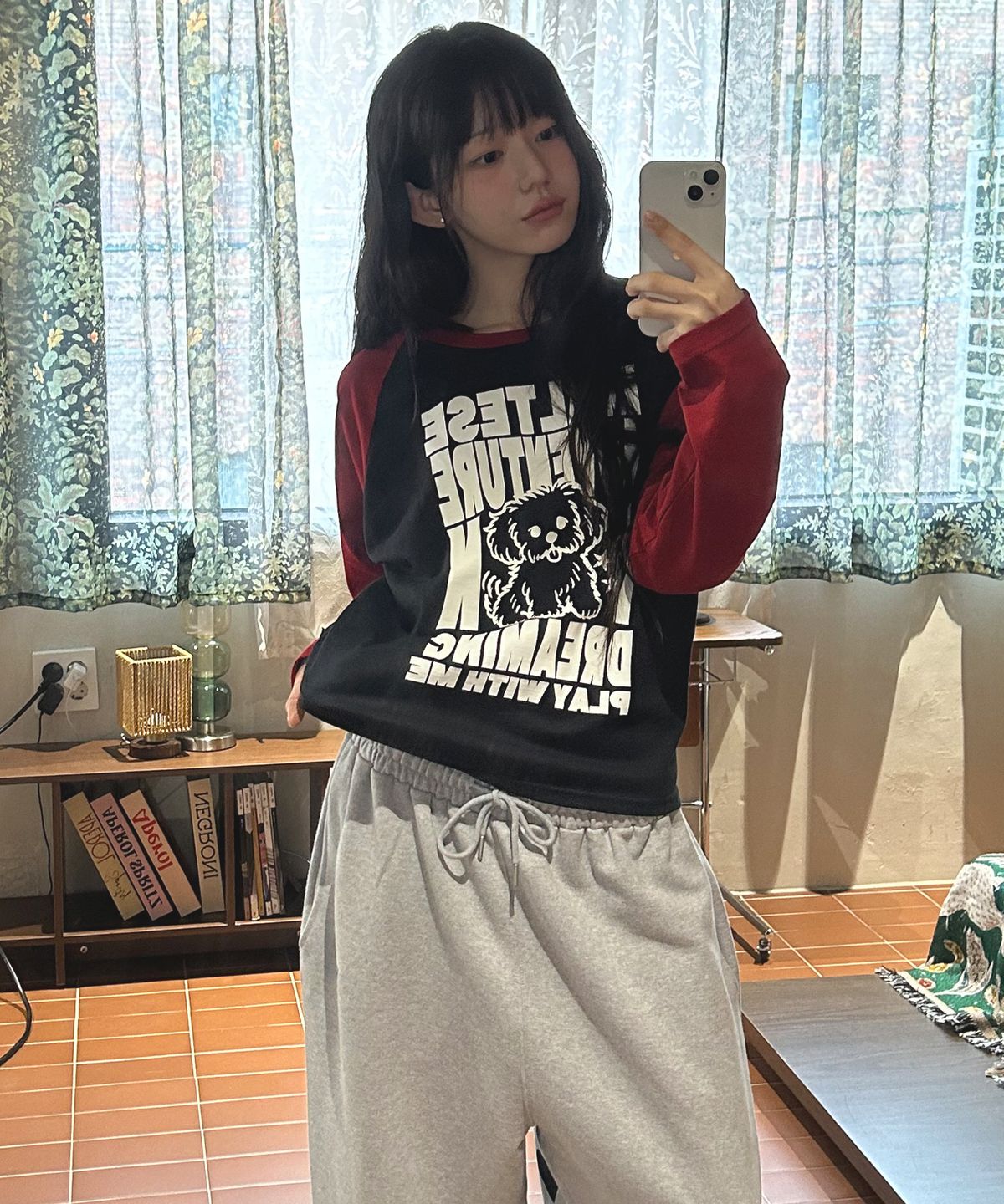 와이케이(WAIKEI) 말티즈 어드벤처 래글런 롱슬리브 티셔츠 레드