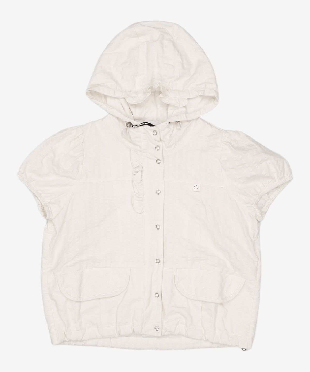 오헤시오(OHESHIO) HOODED FRILL HALF WINDBREAKER, WHITE XS