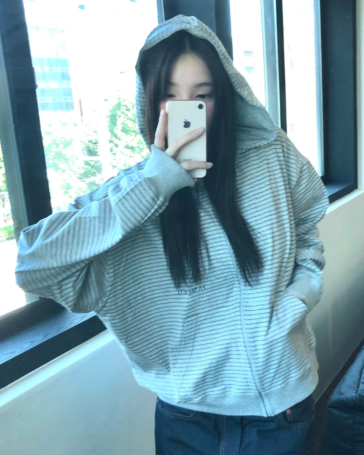 해비즘(HAVISM) HVSM STRIPE THIN ZIP UP HOOD(GREY)