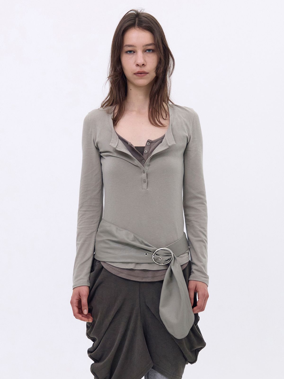 세릭(CERRIC) Button Layered Top _ Light Khaki