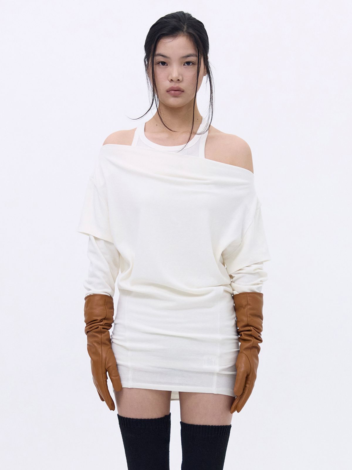 세릭(CERRIC) Boat Neck Layered Top _ Ivory