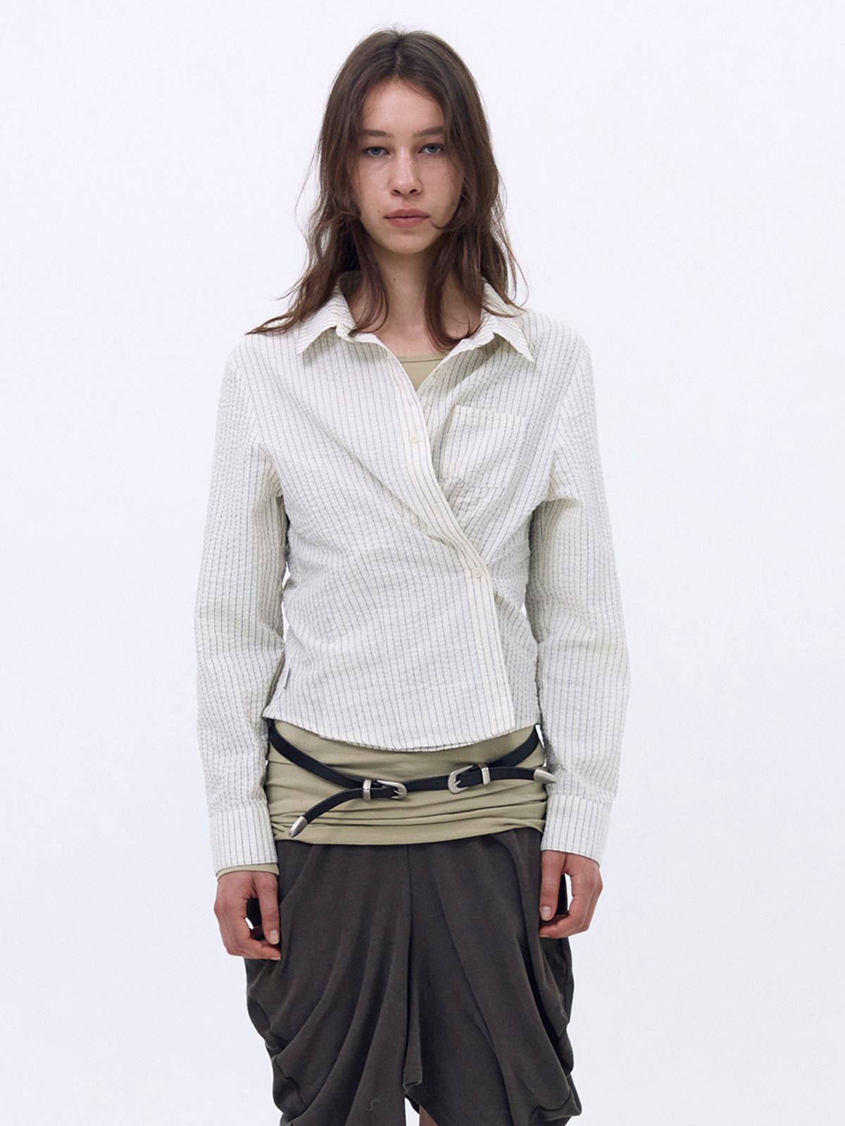 세릭(CERRIC) Striped Button Shirt _ White