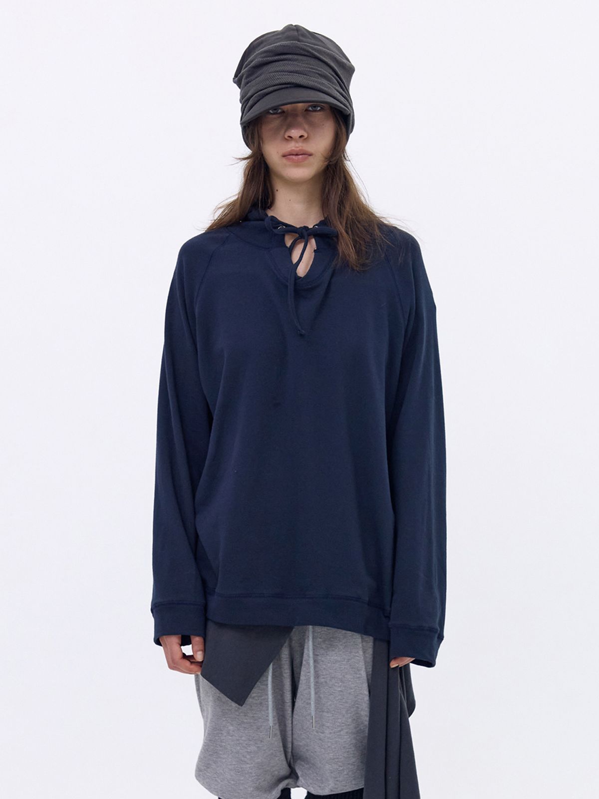 세릭(CERRIC) Oversized Hood Top _ Navy