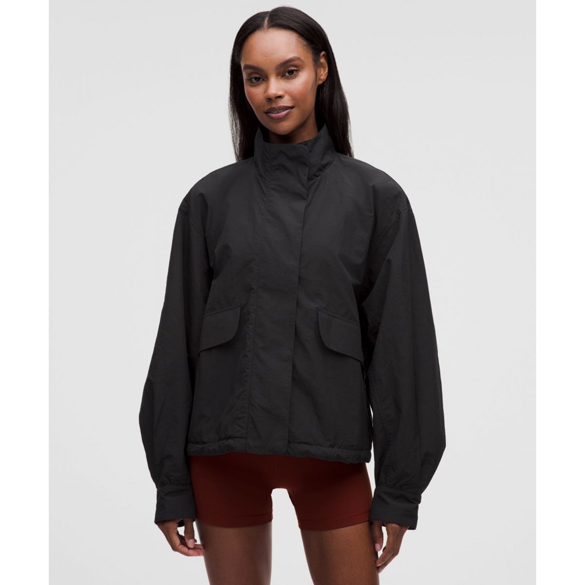 룰루레몬(LULULEMON) 오버사이즈드 신치 헴 리버서블 재킷  BLK BLK