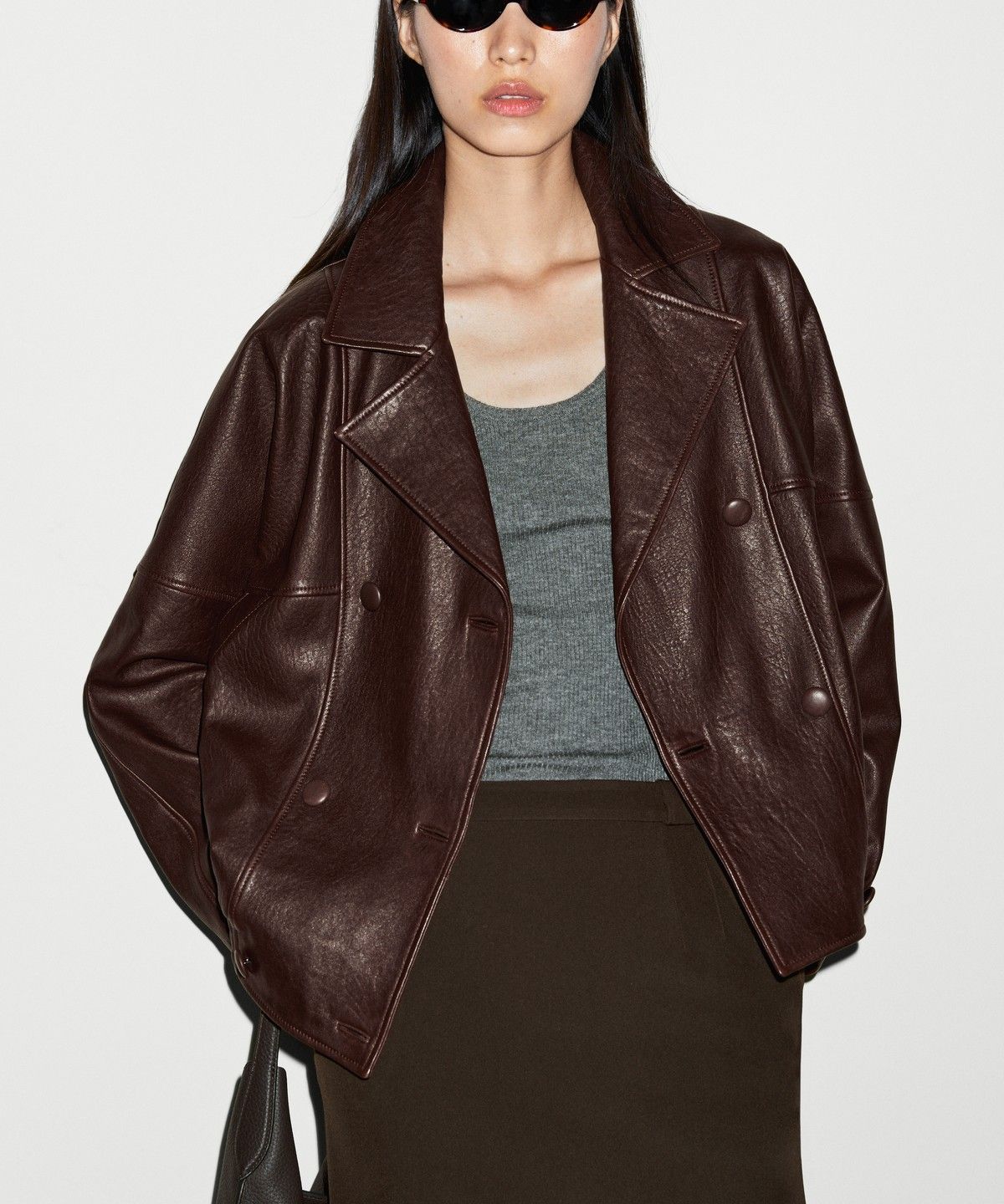 마시모두띠(MASSIMO DUTTI) 나파 가죽 봄버 자켓