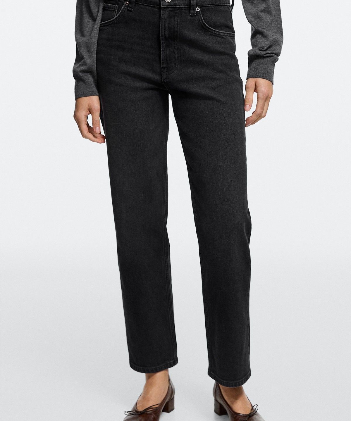 마시모두띠(MASSIMO DUTTI) 하이라이즈 크롭 스트레이트 핏 진