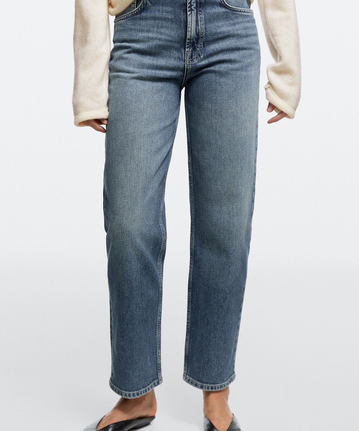 마시모두띠(MASSIMO DUTTI) 하이라이즈 크롭 스트레이트 핏 진