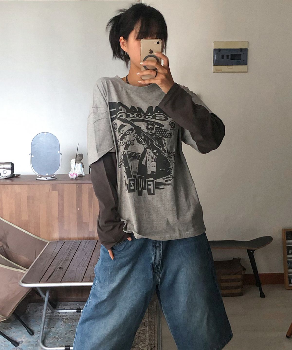디파이클럽로버스(DEFYCLUBROBBERS) FUZZ 레이어드 롱슬리브 메란지