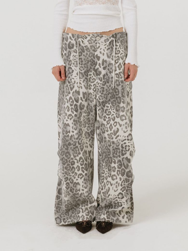 VINTAGE WIDE PANTS / LEOPARD GREY