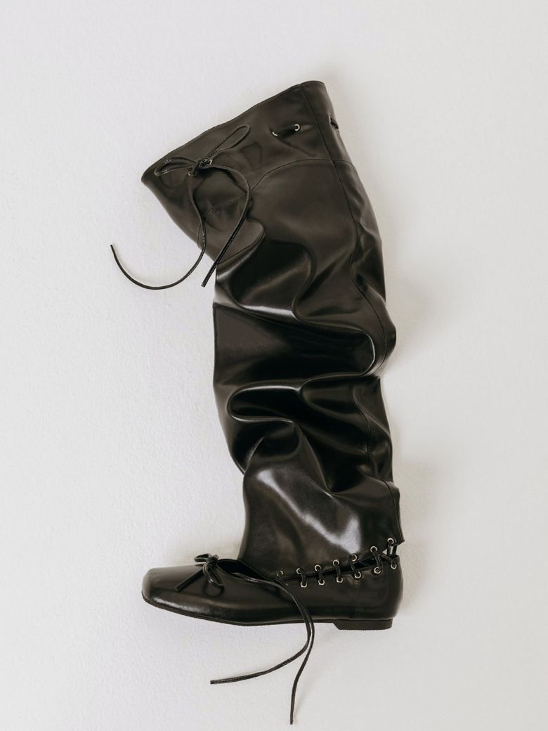 STRAP FLAT BOOTS / BLACK