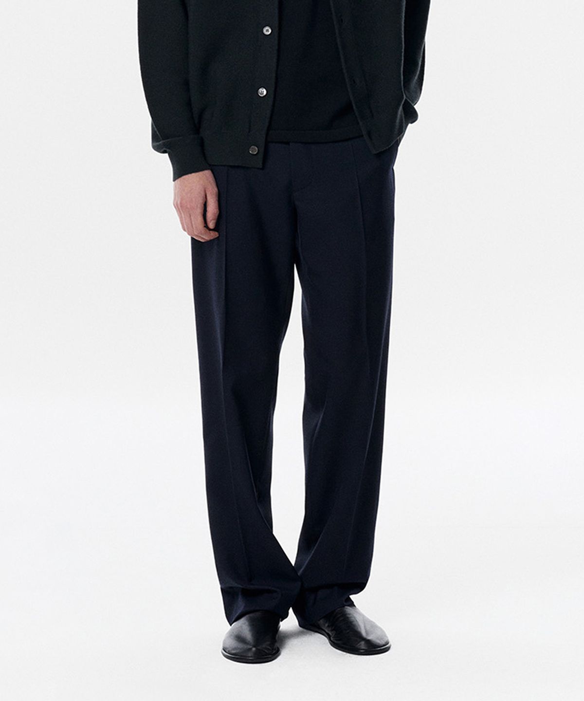 테일던(TAILDERN) Caine Wool Tailored Straight Trousers Dark Navy