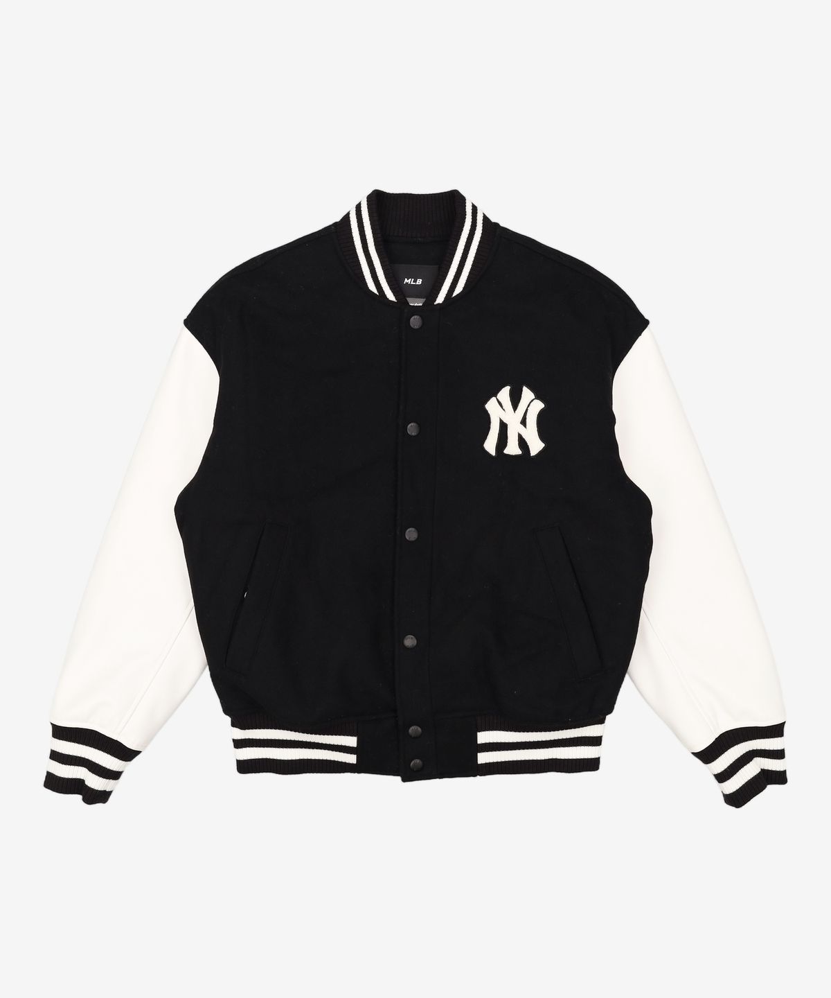 엠엘비(MLB) 울 베이직 소매배색 바시티자켓 NY (L.Black) L