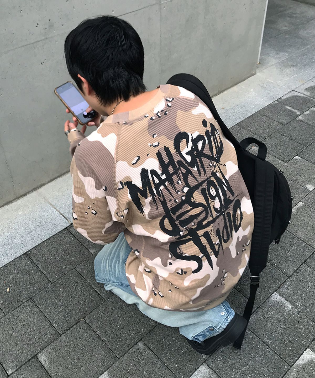 마하그리드(MAHAGRID) SLASH LOGO WAFFLE LONG SLEEVE 4colors