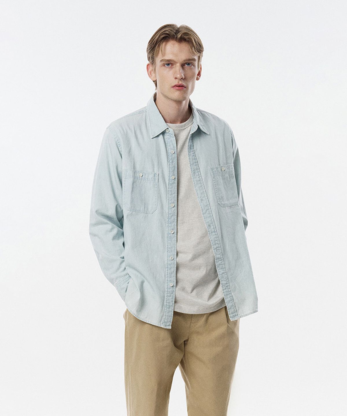 테일던(TAILDERN) Ennis Denim Shirts Light Weight Cotton Light Blue