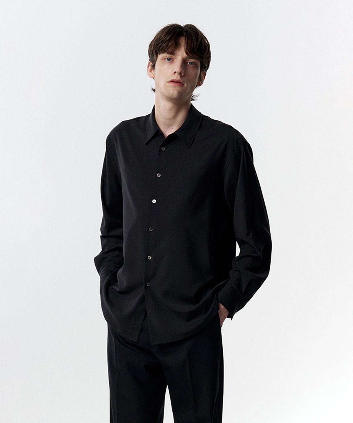 테일던(TAILDERN) Issac Wool blend Shirts Black