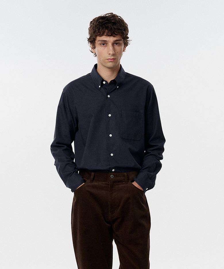 Miles Cotton Button Down Shirts Navy