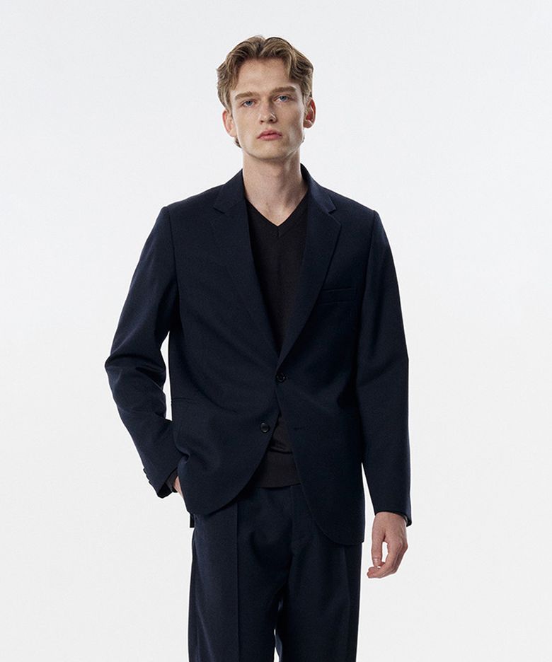 Caine Wool Tailored Jacket Dark Navy