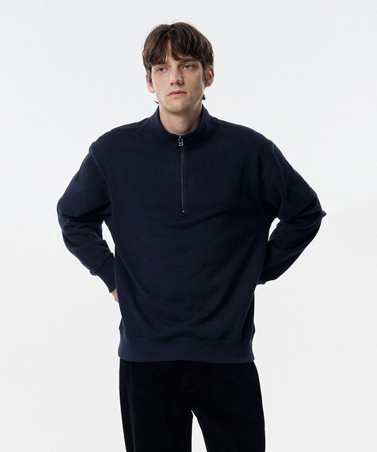 테일던(TAILDERN) Paul Cotton Quarter Zip-up Sweatshirts Navy