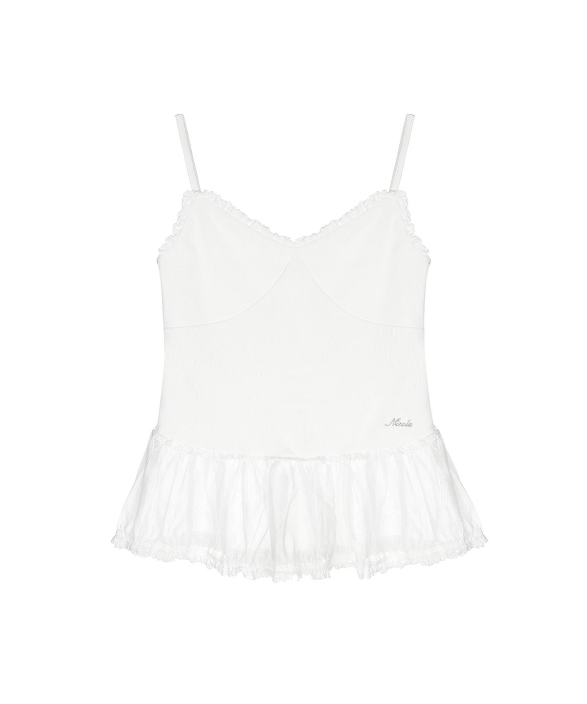 닉앤니콜(NICK&NICOLE) LACE PEPLUM SLEEVELESS TOP_WHITE