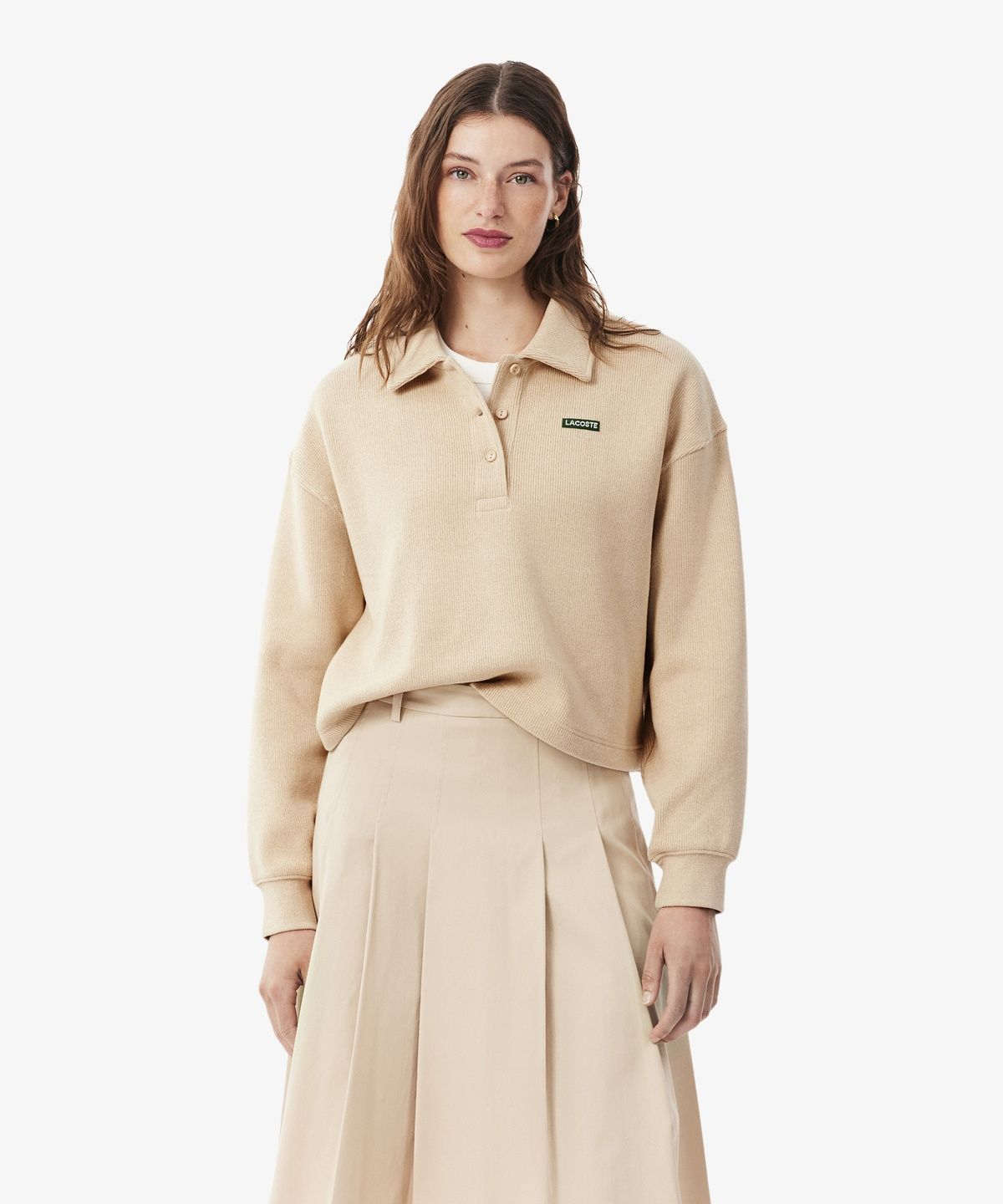 라코스테(LACOSTE) 여성 인터록 폴로카라 스웻셔츠 SF8368-56N U47