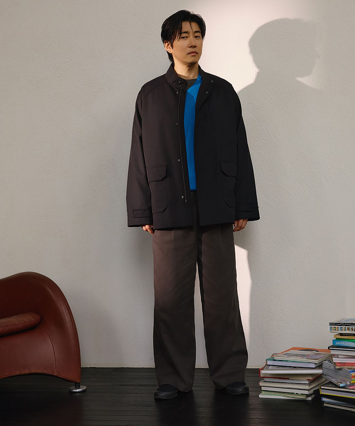 테일던(TAILDERN) Lynch Iconic Cotton Linen Wide Chino Pants Dark Grey