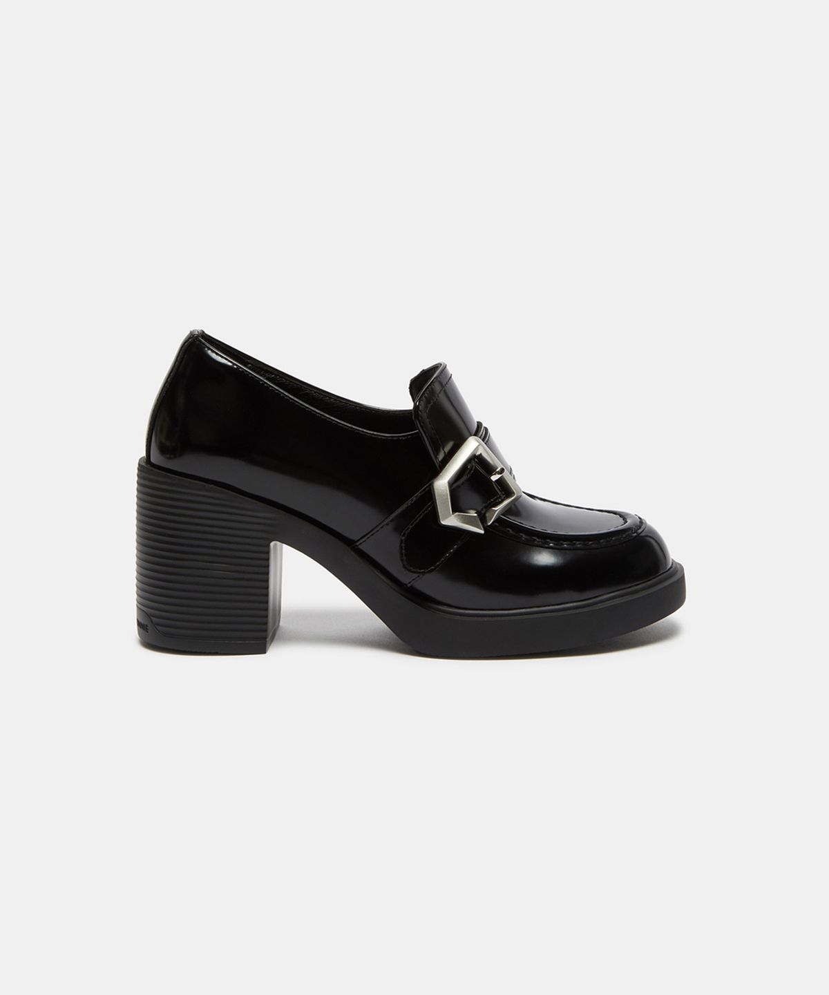 슈콤마보니(SUECOMMA BONNIE) Chunky buckle loafer pumps(black)_DG1BA26504BLK